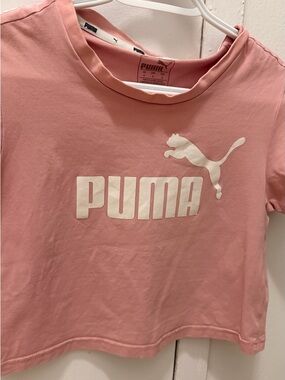 Puma Pink Crop Top with White Logo